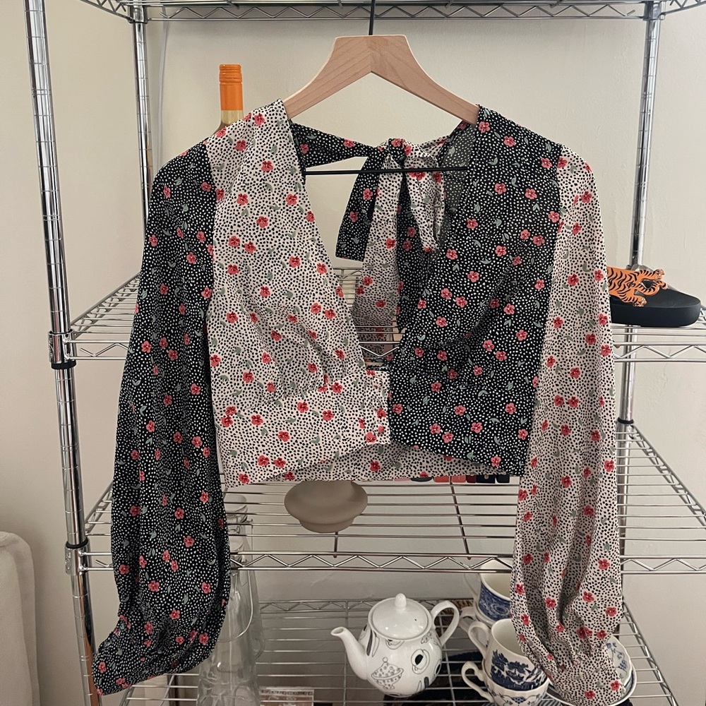 Supercrop Floral Polka Dot Long Sleeve